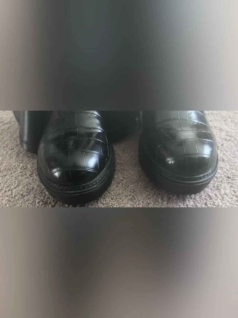 Franco Sarto Black Croc Embossed Keaton Knee High Boots/9.5
